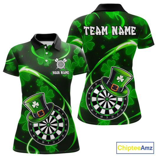 Green Glowing Shamrock Luckiest Darts Shirt For Women Custom St Patrick Day Darts Team Jersey TDM5356
