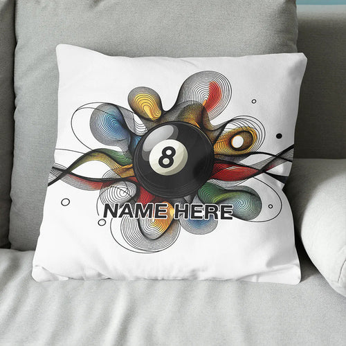 Funny Colorful 8 Ball Pool Pillow Custom Name Billiard Throw Pillow Gift TDM0849