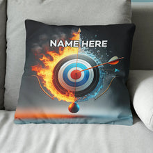Load image into Gallery viewer, Personalized Archery 3d Target With Bow In Water And Fire Throw Pillows TDM0856