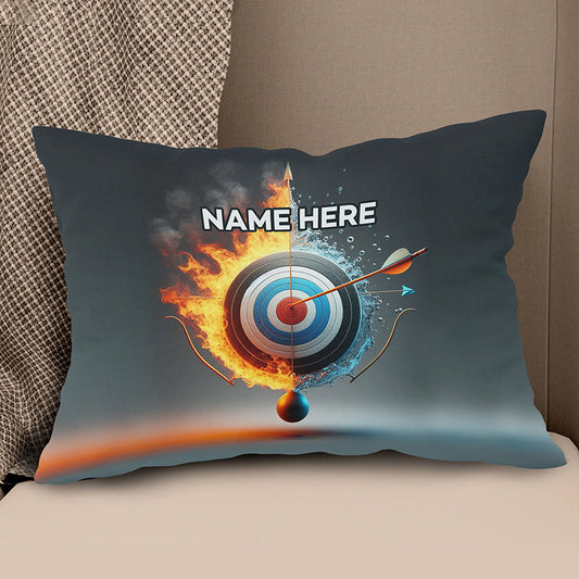 Personalized Archery 3d Target With Bow In Water And Fire Throw Pillows TDM0856