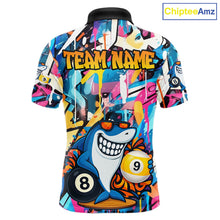 Load image into Gallery viewer, Funny Shark Colorful Graffiti Style Custom 8 &amp; 9 Ball Billiard Shirt For Men, Billiard Team Jersey TDM5852