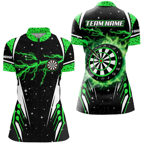 Personalized Lightning Green Dart Jerseys Women Quarter-Zip Shirts, Team League Dart Shirts TDM1180