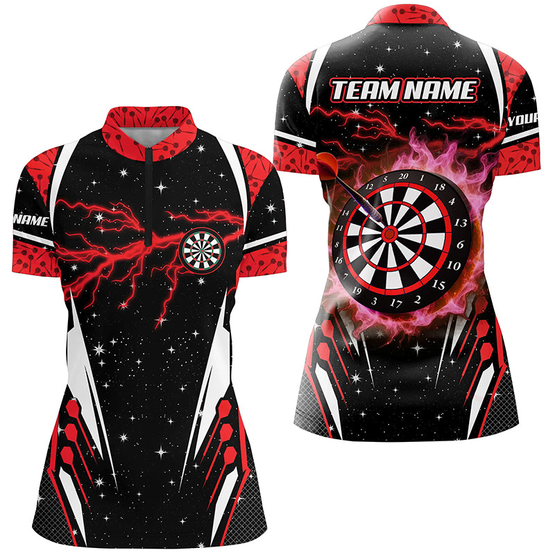 Personalized Lightning Red Dart Jerseys Women Quarter-Zip Shirts, Team League Dart Shirts TDM1181