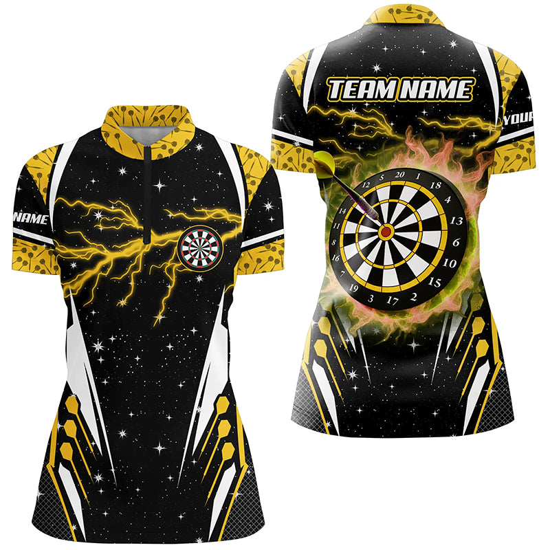 Personalized Lightning Yellow Dart Jerseys Women Quarter-Zip Shirts, Team League Dart Shirts TDM1182