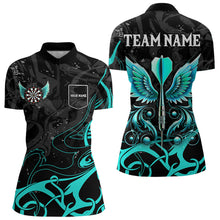 Load image into Gallery viewer, Turquoise Arrow Wings Custom Dart Shirt For Women, Dart Jerseys Pocket Option TDM3668