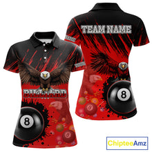 Load image into Gallery viewer, Personalized Eagle 8 Ball Pool Billiard Shirt For Women, Billiard Jerseys Team Polo &amp; 1/4 Zip|Red TDM3826
