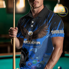 Load image into Gallery viewer, Personalized Eagle 8 Ball Pool Billiard Shirt For Men, Billiard Jerseys Team Polo &amp; 1/4 Zip|Blue TDM3827
