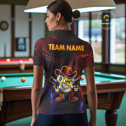 Funny Neon 9 Ball Billiard Shirt For Women Custom Pool Team Shirt, Billiard Jersey Polo & 1/4 Zip TDM6248