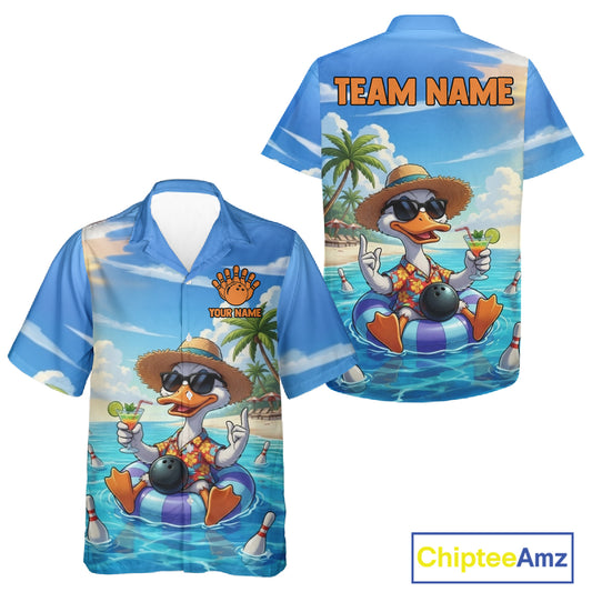 Funny Duck Bowling Hawaiian Shirt For Men And Women Custom Tropical Beach Bowling Shirt Team TDM6459