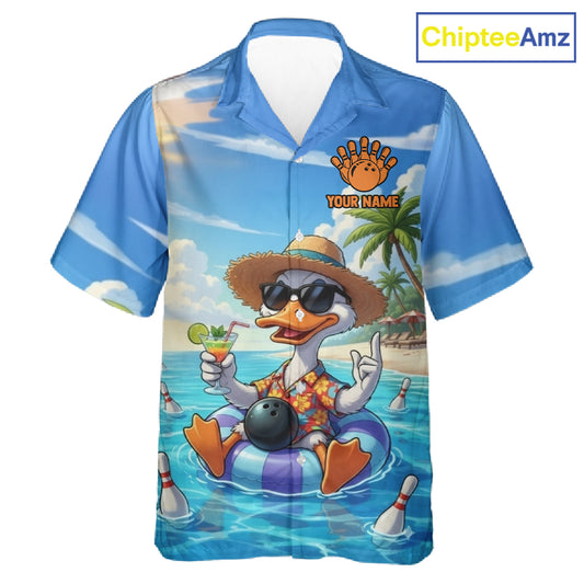 Funny Duck Bowling Hawaiian Shirt For Men And Women Custom Tropical Beach Bowling Shirt Team TDM6459