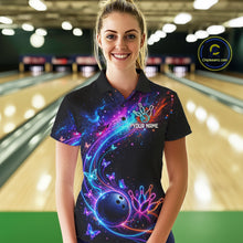 Load image into Gallery viewer, Personalized Galaxy Butterfly Bowling Shirt For Women Custom Bowling Jersey Team Polo &amp; 1/4 Zip TDM6463