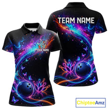 Load image into Gallery viewer, Personalized Galaxy Butterfly Bowling Shirt For Women Custom Bowling Jersey Team Polo &amp; 1/4 Zip TDM6463