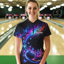 Load image into Gallery viewer, Personalized Galaxy Butterfly Bowling Shirt For Women Custom Bowling Jersey Team Polo &amp; 1/4 Zip TDM6463