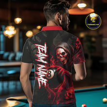 Load image into Gallery viewer, Grim Reaper Custom Flame 8 Ball Pool Billiard Shirt For Men, Black And Red Billiard Team Jerseys TDM4120