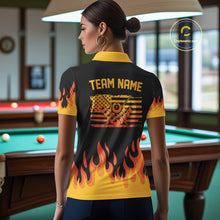 Load image into Gallery viewer, Personalized Orange Flaming Billiard Jersey For Women Custom 8 Ball Pool Billiard Team Shirts TDM4296