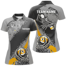 Load image into Gallery viewer, 9 Ball Skeleton Custom Billiard Polo &amp; 1/4 Zip Shirts For Women, Funny 9 Ball Pool Billiard Jerseys TDM2417