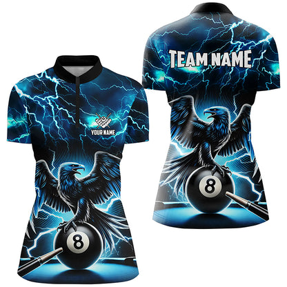 Lightning Thunder Eagle Custom Blue 8 Ball Pool Shirts For Women, Billiard Team League Jerseys TDM2420