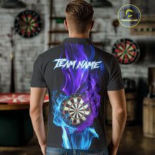 Load image into Gallery viewer, Purple And Blue Flaming Smoke Darts Shirt For Men Custom Darts Jersey Team Polo &amp; Quarter Zip TDM5143