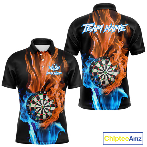 Blue And Orange Flaming Smoke Darts Shirt For Men Custom Darts Jersey Team Polo & Quarter Zip TDM5144