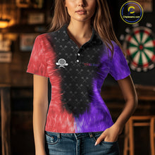 Load image into Gallery viewer, Red And Purple Flame Womens Dart Shirts Custom Dart Jersey Polo &amp; 1/4 Zip, Gifts For Dart Players TDM5146