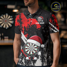 Load image into Gallery viewer, Grunge Black And Red Funny Santa Dartboard Custom Christmas Darts Shirt For Men, Darts Gifts TDM5147