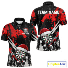 Load image into Gallery viewer, Grunge Black And Red Funny Santa Dartboard Custom Christmas Darts Shirt For Men, Darts Gifts TDM5147