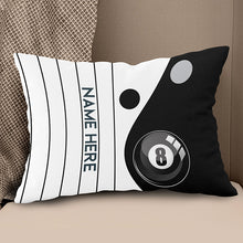 Load image into Gallery viewer, Custom Black White 8 Ball Pool Throw Pillow, Personalized Billiard Pillow Gifts TDM0859