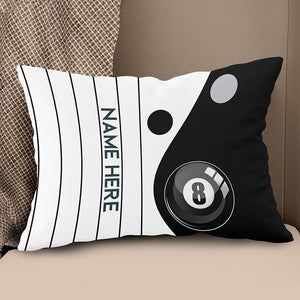 Custom Black White 8 Ball Pool Throw Pillow, Personalized Billiard Pillow Gifts TDM0859