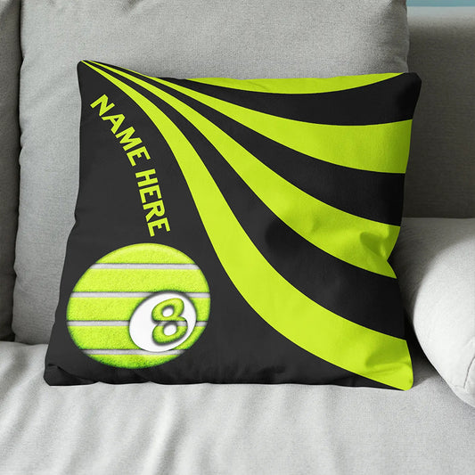 Customized Black And Lime Green Funny Billiard Pool Tennis Throw Pillows TDM0861
