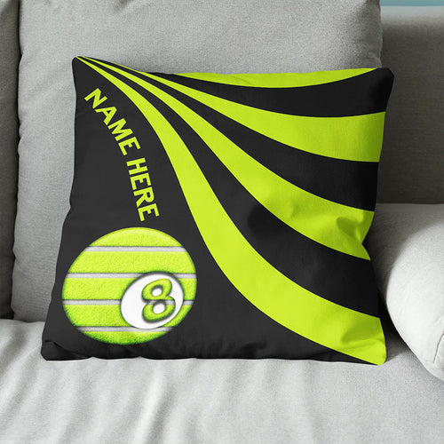 Customized Black And Lime Green Funny Billiard Pool Tennis Throw Pillows TDM0861
