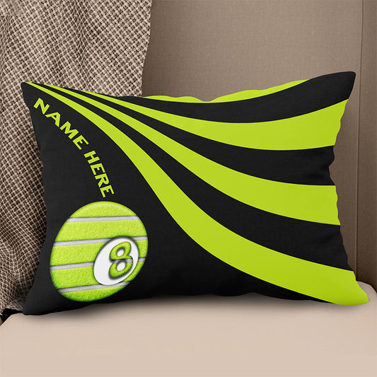 Customized Black And Lime Green Funny Billiard Pool Tennis Throw Pillows TDM0861