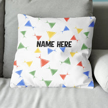 Load image into Gallery viewer, Funny Colorful Billiards Cue And Balls Pattern Custom Name White Pillow TDM0863
