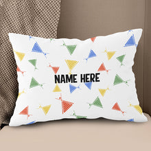 Load image into Gallery viewer, Funny Colorful Billiards Cue And Balls Pattern Custom Name White Pillow TDM0863