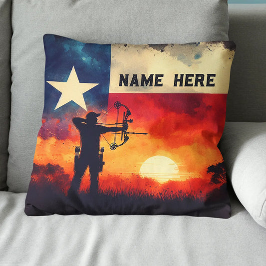Personalized Texas Flag Archery Pillow, Patriotic Pillow Gift For Archer TDM0864