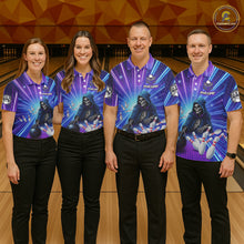 Load image into Gallery viewer, Funny Grim Reaper Blue Purple Neon Bowling Shirt For Men Custom Lighting Bowling Team Jersey TDM5863