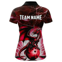 Load image into Gallery viewer, Red Thunder Lightning Custom Dragon Bowling Shirts For Women, Bowling Team Jerseys Polo &amp; 1/4 Zip TDM3679
