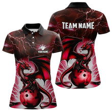 Load image into Gallery viewer, Red Thunder Lightning Custom Dragon Bowling Shirts For Women, Bowling Team Jerseys Polo &amp; 1/4 Zip TDM3679