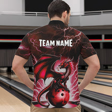 Load image into Gallery viewer, Red Thunder Lightning Custom Dragon Bowling Shirts For Men, Bowling Team Jerseys Polo &amp; 1/4 Zip TDM3679