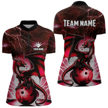 Load image into Gallery viewer, Red Thunder Lightning Custom Dragon Bowling Shirts For Women, Bowling Team Jerseys Polo &amp; 1/4 Zip TDM3679