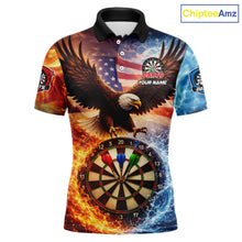 Load image into Gallery viewer, American Flag Eagle Water Fire Darts Shirt For Men Custom Darts Jersey Team Polo &amp; 1/4 Zip TDM6018