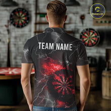 Load image into Gallery viewer, Custom Lightning Flame Red Dart Shirt For Men, Darts Jersey Pocket Option TDM6020