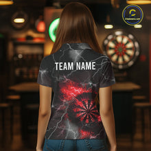 Load image into Gallery viewer, Custom Lightning Flame Red Dart Shirt For Women, Darts Jersey Pocket Option TDM6020