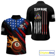 Load image into Gallery viewer, Funny Flame 8 Ball Billiard Shirts For Men Custom Patriotic American Flag Pool Team Jerseys TDM4131