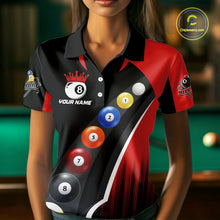 Load image into Gallery viewer, Personalized Red Black Billiard Shirt For Women Custom Funny Pool Balls Team Jersey Polo &amp; 1/4 Zip TDM4496