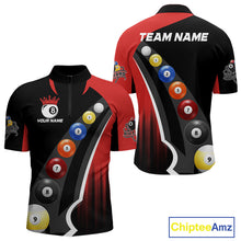 Load image into Gallery viewer, Personalized Red Black Billiard Shirt For Men Custom Funny Pool Balls Team Jersey Polo &amp; 1/4 Zip TDM4496
