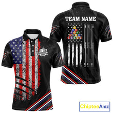 Load image into Gallery viewer, Personalized American Flag Billiard Shirt For Men Custom Grunge Vintage Patriotic Pool Team Jersey TDM4499
