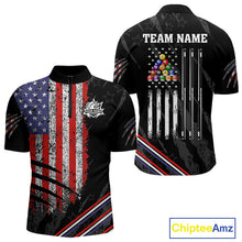 Load image into Gallery viewer, Personalized American Flag Billiard Shirt For Men Custom Grunge Vintage Patriotic Pool Team Jersey TDM4499