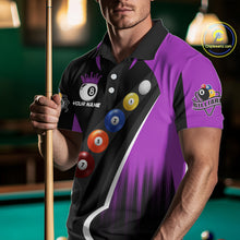 Load image into Gallery viewer, Personalized Purple Black Billiard Shirt For Men Custom Funny Pool Balls Team Jersey Polo &amp; 1/4 Zip TDM4498