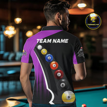 Load image into Gallery viewer, Personalized Purple Black Billiard Shirt For Men Custom Funny Pool Balls Team Jersey Polo &amp; 1/4 Zip TDM4498