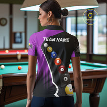 Load image into Gallery viewer, Personalized Purple Black Billiard Shirt For Women Custom Funny Pool Balls Team Jersey Polo &amp; 1/4 Zip TDM4498